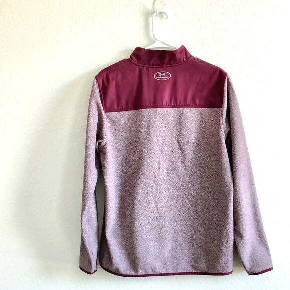 Under Armour Men Medium Maroon 1/4 Zip Fleece Pullover Sweatshirt Coldgear Loose - Picture 2 of 7